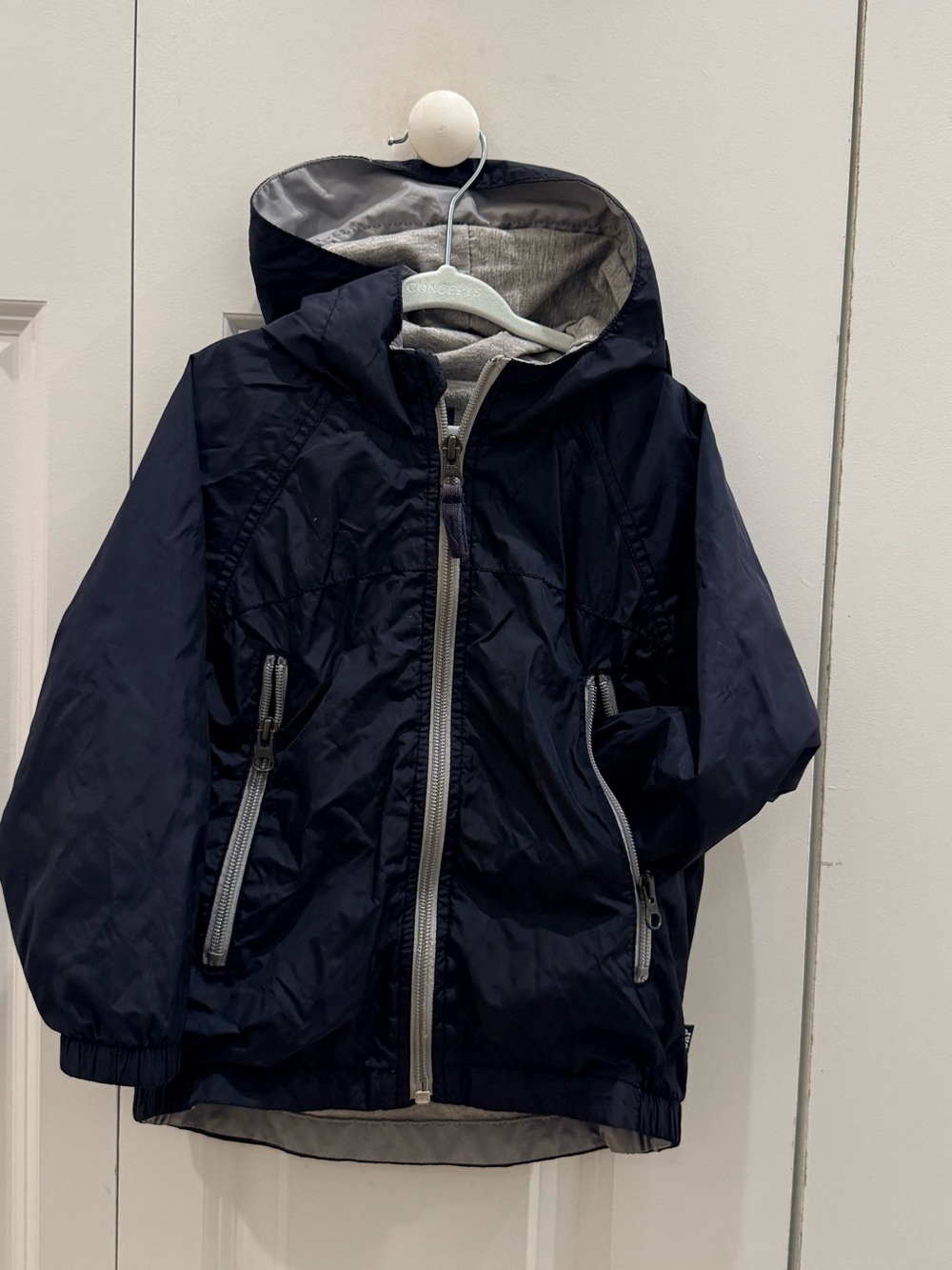 GAP Kids Navy Hooded Raincoat with Gray Lining 3t